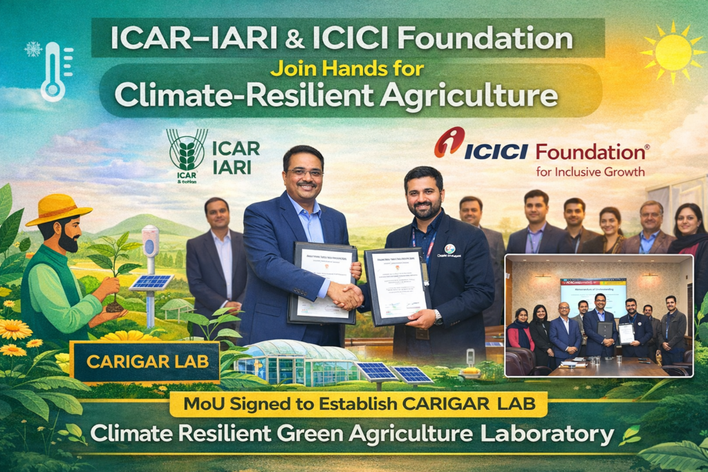 ICAR-IARI signs MoU with ICICI Foundation to establish Climate Resilient Green Agriculture CARIGAR Laboratory in New Delhi
