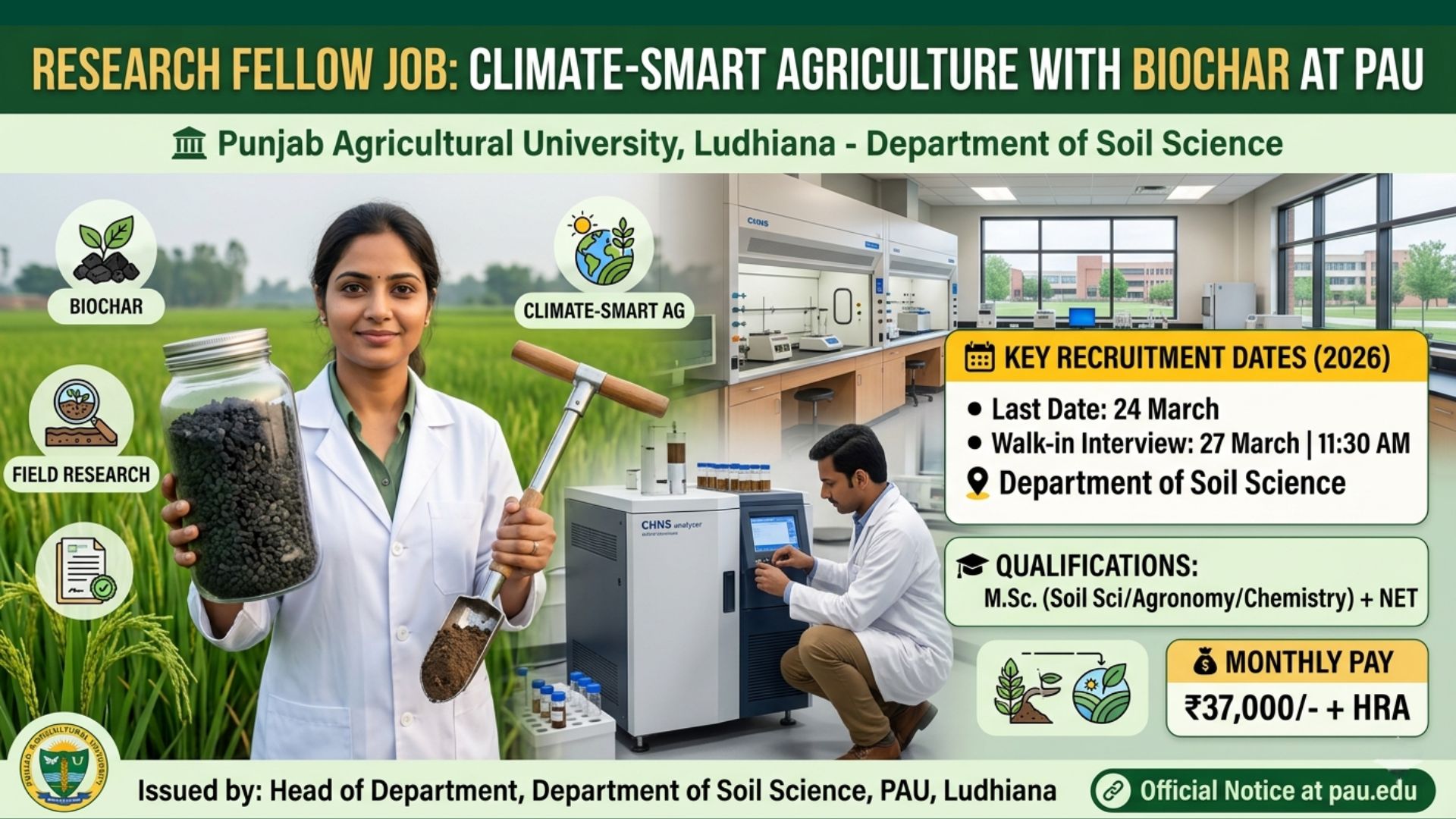 PAU Recruitment 2026: Research Fellow Vacancy, ₹37,000 Salary, Apply Before 24 March