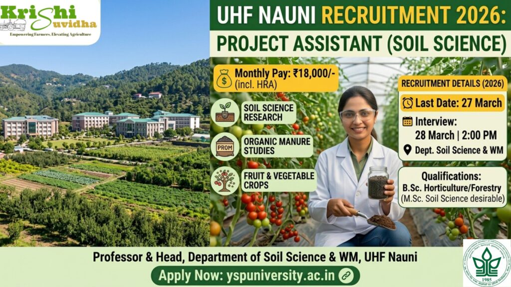 UHF Nauni Project Assistant Recruitment 2026 Soil Science Department