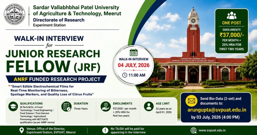 JRF SVPUAT Meerut 2026