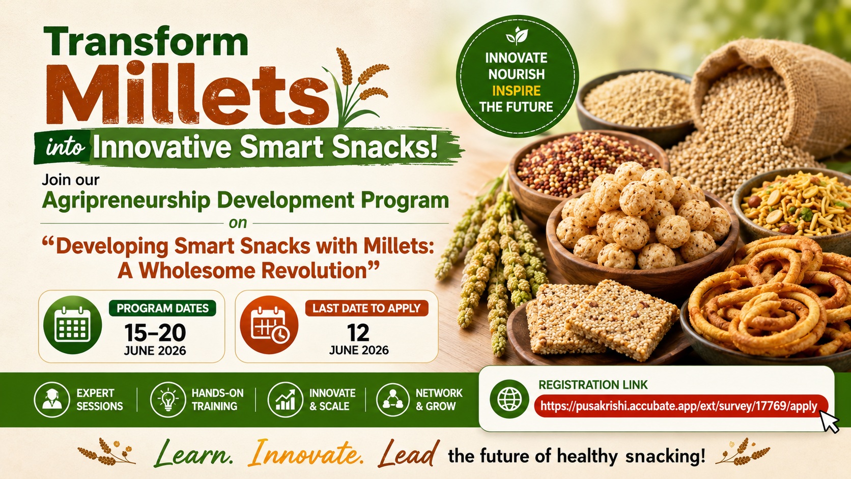 Millet Smart Snacks Agripreneurship Program at ICAR-IARI | 15-20 June 2026
