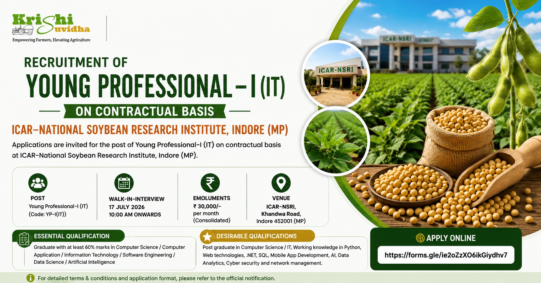 indore recruitment @ ICAR-NSRI 2026 