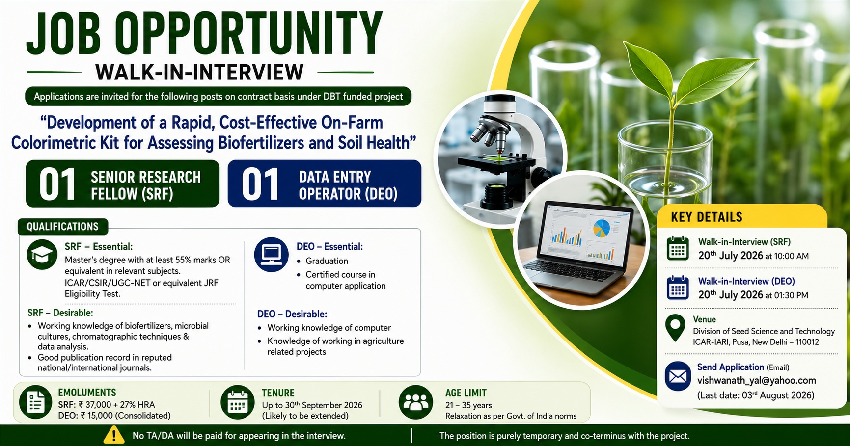 JRF @ ICAR-IARI 2026 – Seed Science & Technology