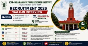 ICAR-IARI Karnal Walk-in 2026 | YP-II, YP-I, Skilled & Unskilled |