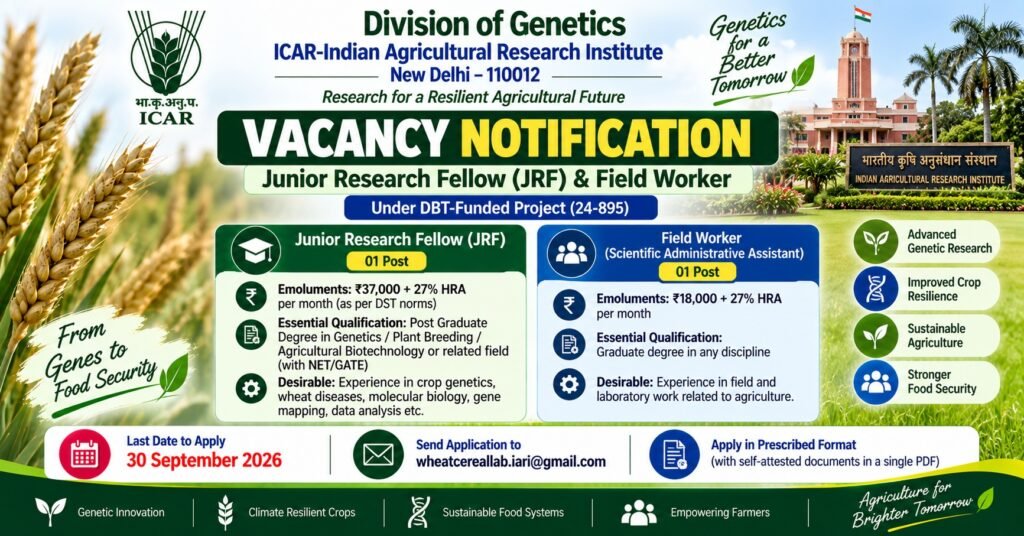 icar-iari-genetics-jrf-field-worker-recruitment-2026