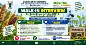 ICAR-IARI JRF & YP-II Walk-in 2026 | ₹31,000-42,000 + HRA | 6 Oct