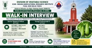 ICAR-IARI SRF & YP-II Recruitment 2026 | ₹37,000-42,000 + HRA | Apply by 25 Sep