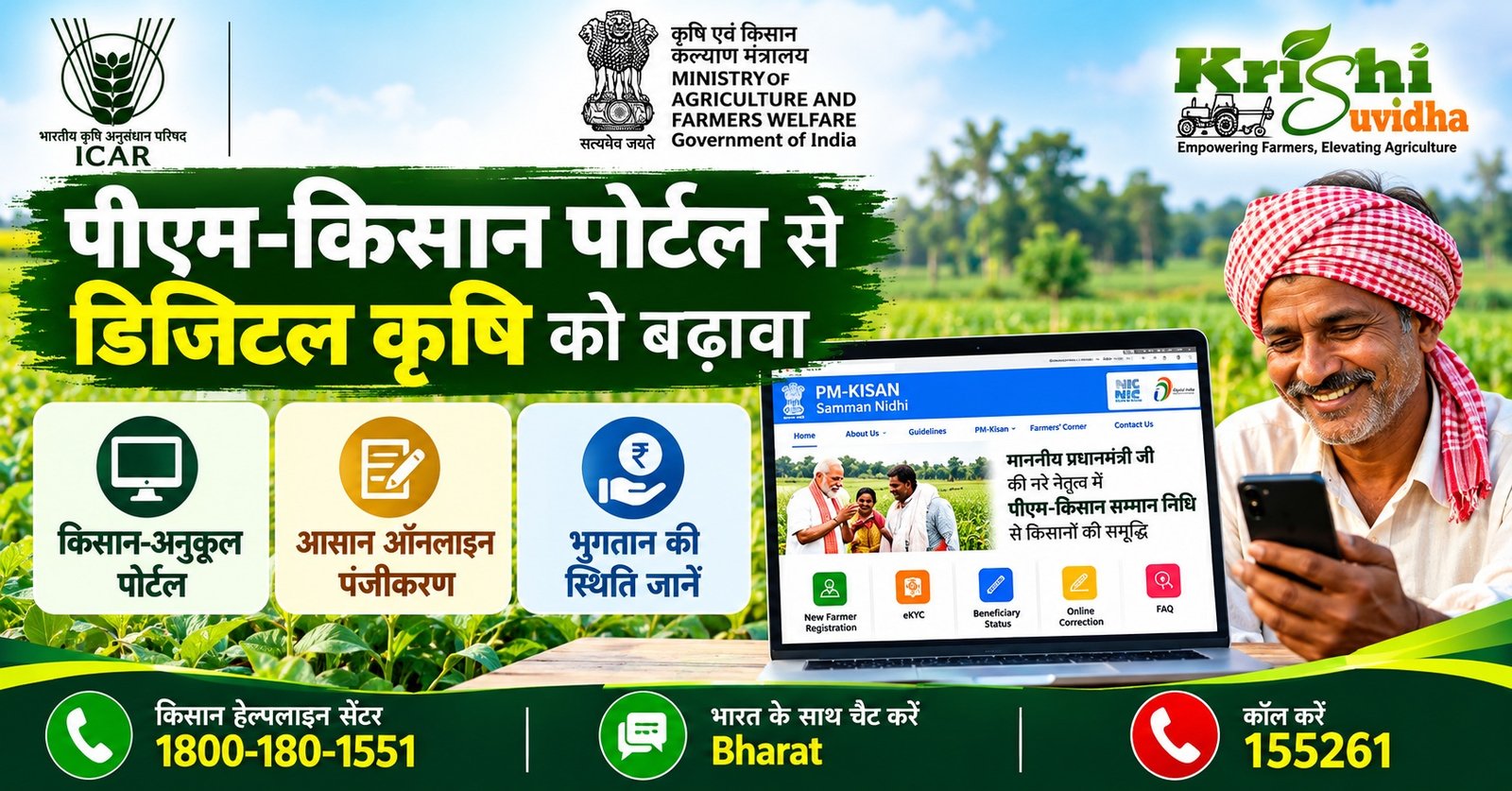PM-Kisan Portal: ऑनलाइन रजिस्ट्रेशन, e-KYC और किस्त स्टेटस चेक करने की पूरी गाइड
